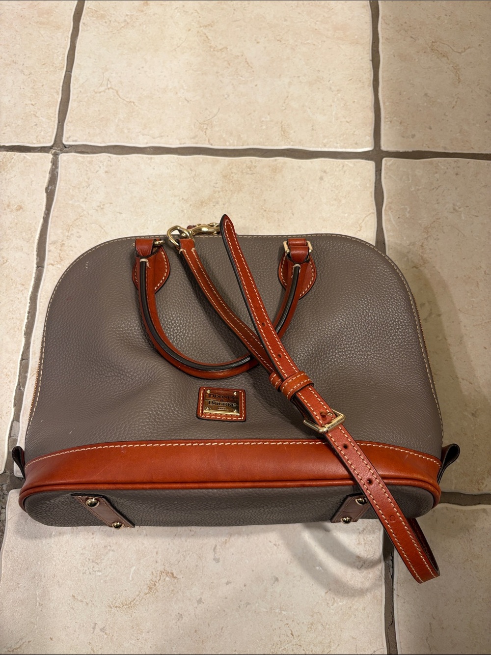 Dooney & Bourke Pebble Grain Medium Zip Zip Satchel - Elephant